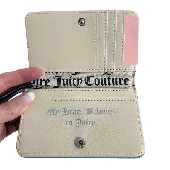Juicy Couture Dusty Blue Kingdom Elongated Bifold Card Case Wallet NWT - Picture 6 of 7